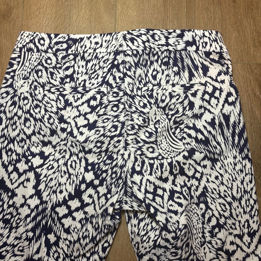 Lilly Pulitzer Kelly Ankle Pants Navy White Ikat Jacquard Trousers Womens 8 - Picture 10 of 11